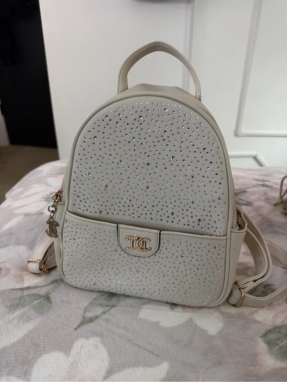 Juicy Couture Cream Rhinestone Mini Backpack